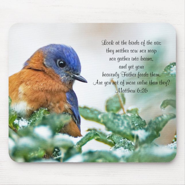 Eastern Bluebird Mousepad Matthew 6:26 (Front)