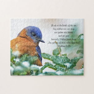 Eastern Bluebird on Ice Covered Limb Puzzle