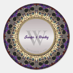 Eastern Bohemian Purple Gold Exotic Wedding Classic Round Sticker
