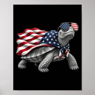 Eastern Box Turtle 4th Of July Aamerican Flag Poster