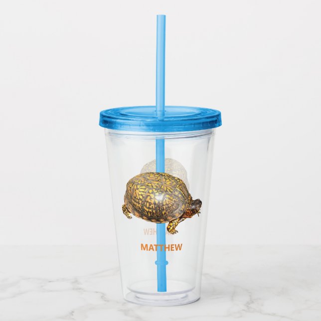 Eastern Box Turtle Photo Personalised Acrylic Tumbler (Front)