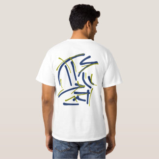 Eastern Calligraphy Pictograms - Blues, Yellows T-Shirt