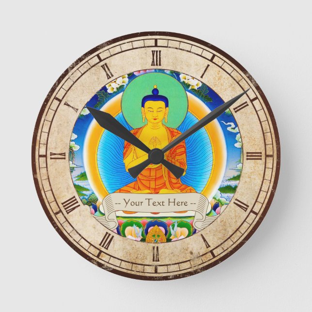 Eastern Cool Tibetan Thangka god tattoo art Round Clock (Front)