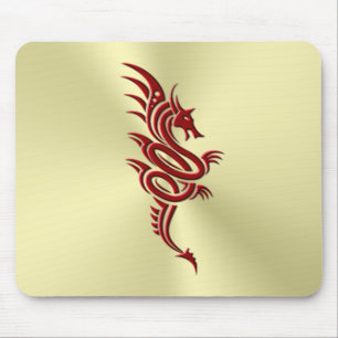 Eastern Crimson Dragon, Embossed-effect on Gold Mouse Mat