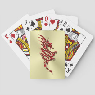 Eastern Crimson Dragon, Embossed-effect on Gold Playing Cards