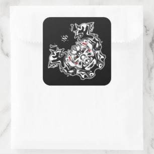 Eastern demon double face v2 square sticker