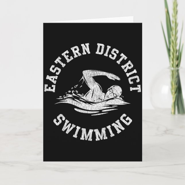 Eastern District Swimming Retro Distressed Swim Te Card (Front)