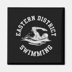 Eastern District Swimming Retro Distressed Swim Te Magnet