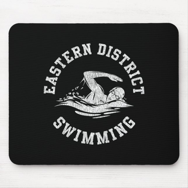 Eastern District Swimming Retro Distressed Swim Te Mouse Mat (Front)