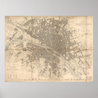 Eastern division of Paris Map (1834) Poster