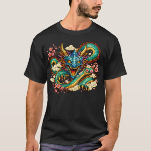 Eastern Dragon & Cherry Blossoms Fantasy Art T-Shirt