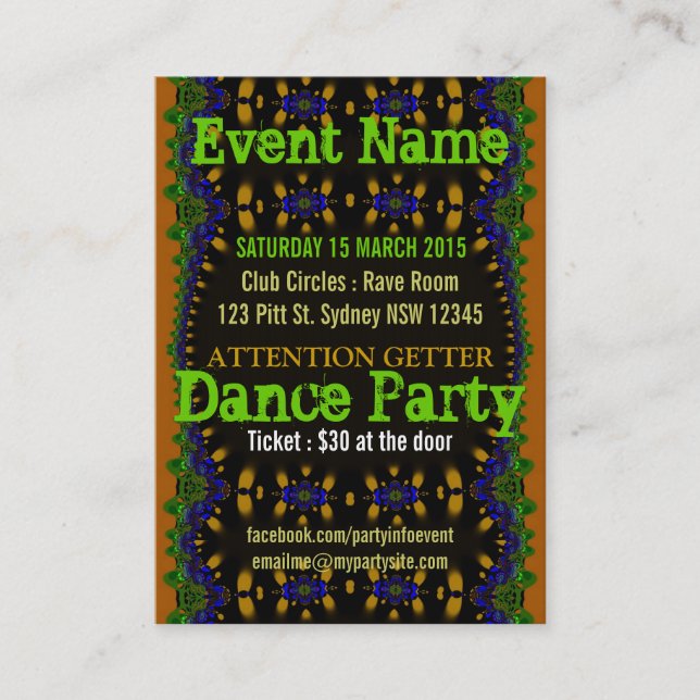 Eastern Earth Event Party Mini Flyers Business Card (Front)