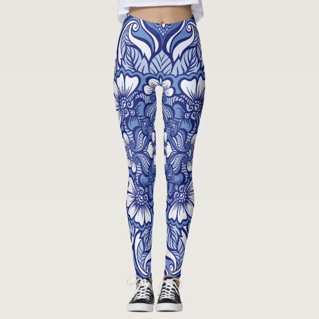 Eastern Ethnic Henna Seamless Pattern Leggings (Front)