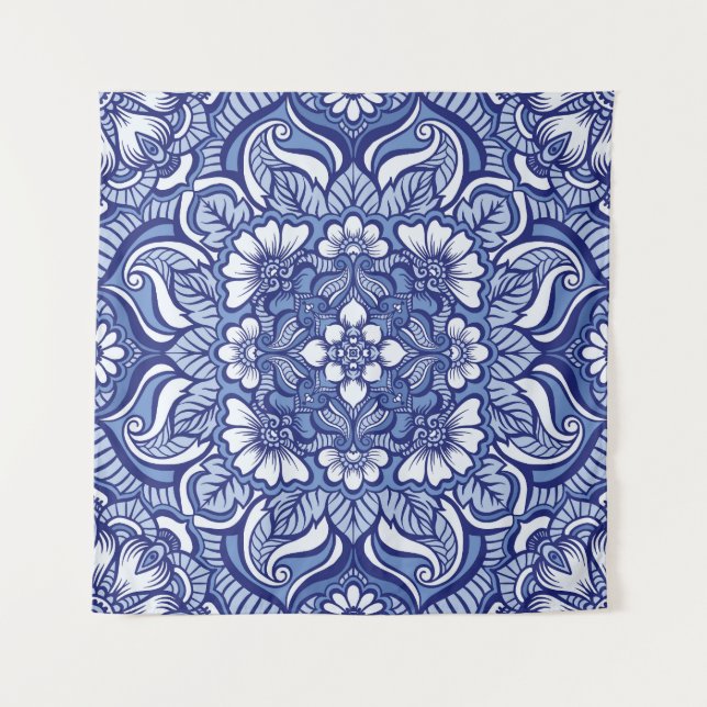 Eastern Ethnic Henna Seamless Pattern Tapestry (Front)