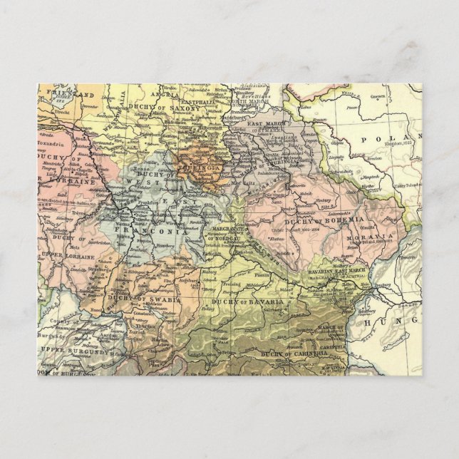 Eastern Europe Antique Map Postcard (Front)