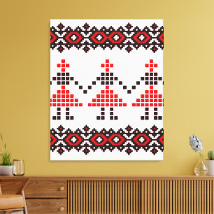 Eastern Europe Pattern, Traditional Folk, Folklore Canvas Print