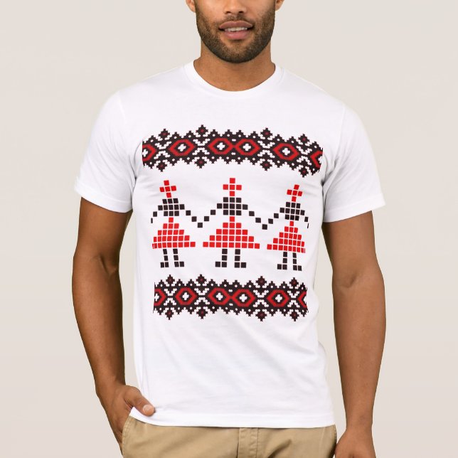 Eastern Europe Pattern, Traditional Folk, Folklore T-Shirt (Front)