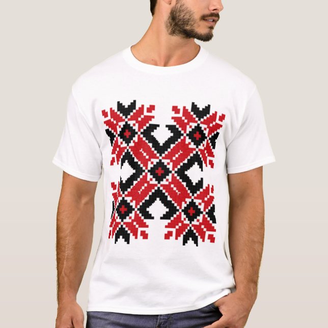 Eastern Europe Pattern, Traditional Folk, Folklore T-Shirt (Front)