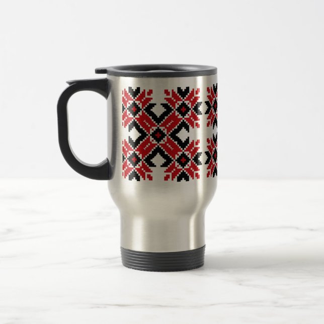 Eastern Europe Pattern, Traditional Folk, Folklore Travel Mug (Left)