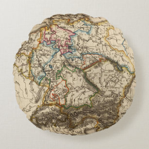 Eastern European Map Round Cushion