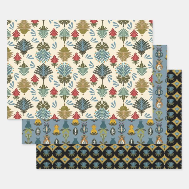 Eastern floral pattern gift wrap (Set)