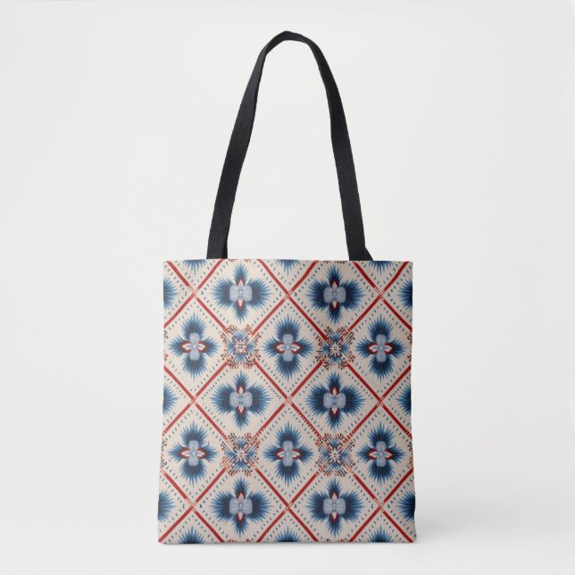 Eastern Folk Diamond Pattern Tote Bag (Front)