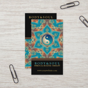 Eastern Gold Lotus Flower Yin Yang Business Cards