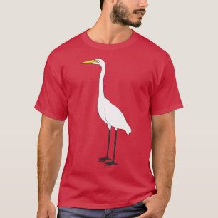 Eastern Great Egret on Black T-Shirt