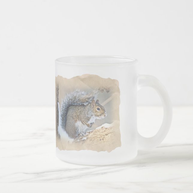 Eastern Grey Squirrel - Sciurus carolinensis Frosted Glass Coffee Mug (Right)
