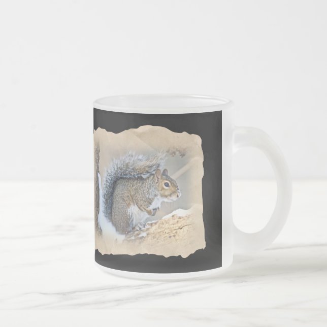 Eastern Grey Squirrel - Sciurus carolinensis Frosted Glass Coffee Mug (Right)
