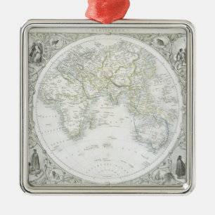Eastern Hemisphere, from a Series of World Maps pu Metal Tree Decoration