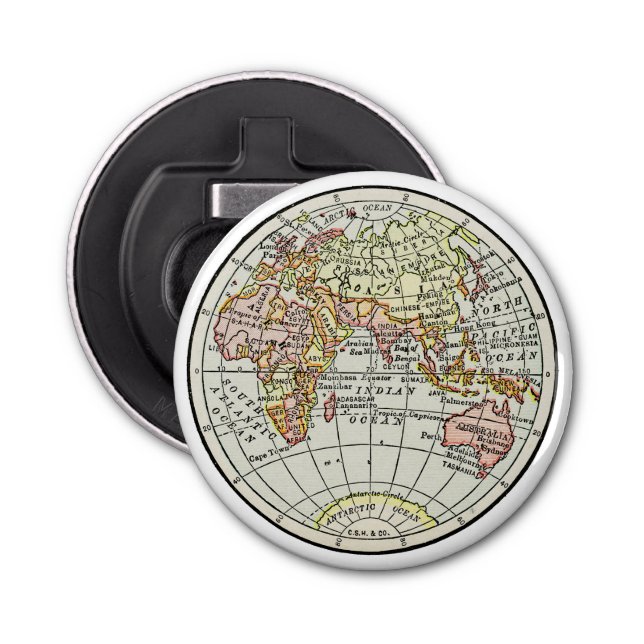 Eastern Hemisphere Map Globe Travel Art Bottle Opener (Front)