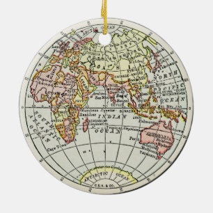 Eastern Hemisphere Map Globe Travel Art Ceramic Tree Decoration