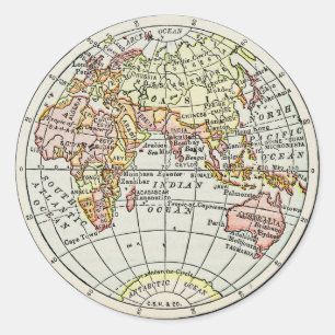 Eastern Hemisphere Map Globe Travel Art Classic Round Sticker