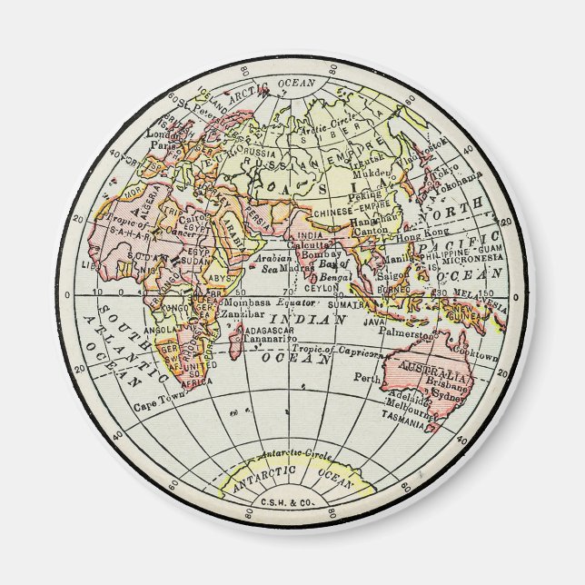 Eastern Hemisphere Map Globe Travel Art Magnet (Front)