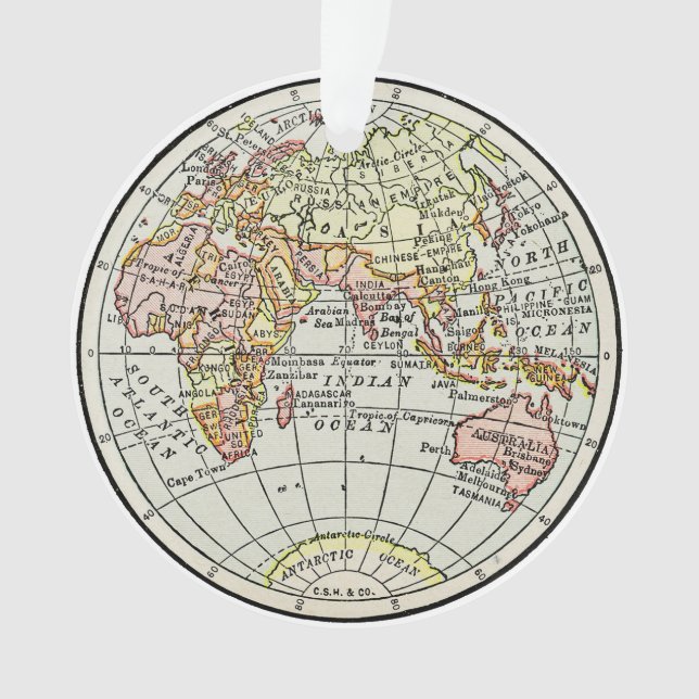 Eastern Hemisphere Map Globe Travel Art Ornament (Front)