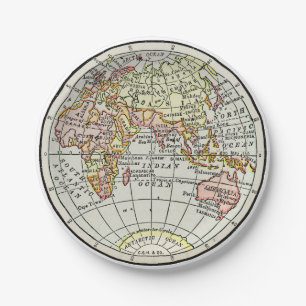 Eastern Hemisphere Map Globe Travel Art Paper Plate