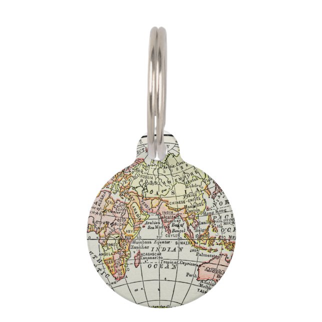 Eastern Hemisphere Map Globe Travel Art Pet Tag (Front)