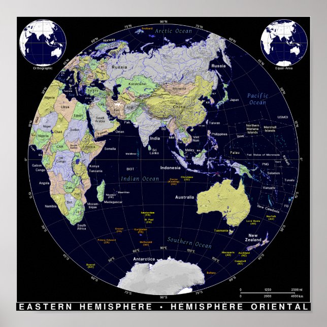  Eastern Hemisphere Map Poster (Front)