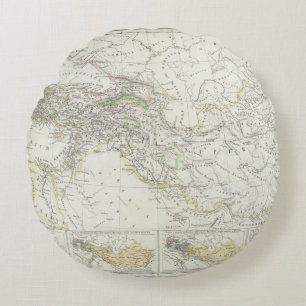 Eastern Hemisphere World Map Round Cushion