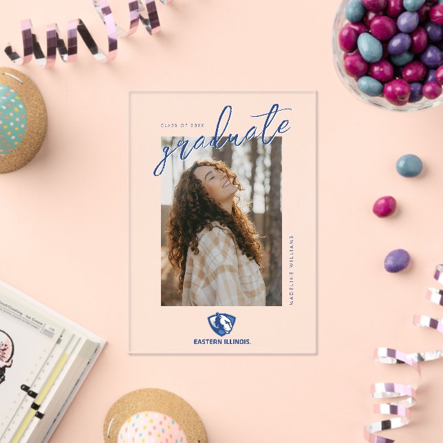 Eastern Illinois Panthers Head and Wordmark Logo Acrylic Invitations (Insitu (Celebration))