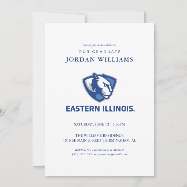 Eastern Illinois Panthers Head and Wordmark Logo Announcement (Front)