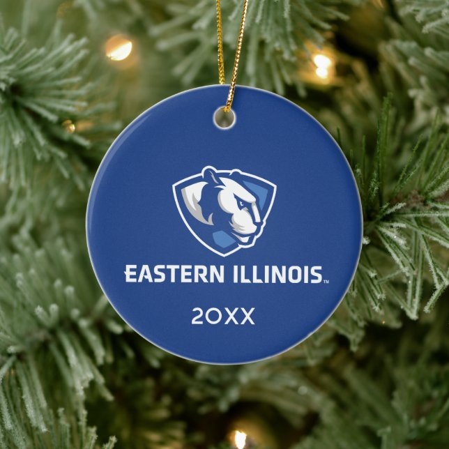 Eastern Illinois Panthers Head and Wordmark Logo Ceramic Tree Decoration (Tree)