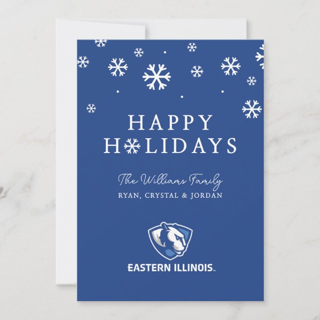 Eastern Illinois Panthers Head and Wordmark Logo Holiday Card (Front)