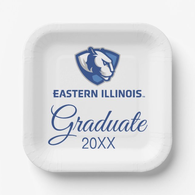 Eastern Illinois Panthers Head and Wordmark Logo Paper Plate (Front)