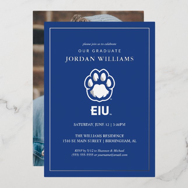 Eastern Illinois Panthers Paw Print & EIU (Front/Back)