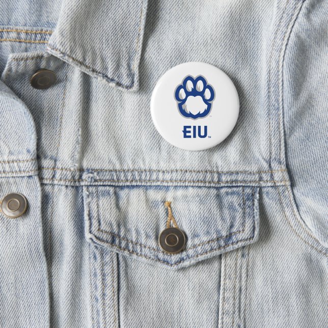 Eastern Illinois Panthers Paw Print & EIU 6 Cm Round Badge (In Situ)