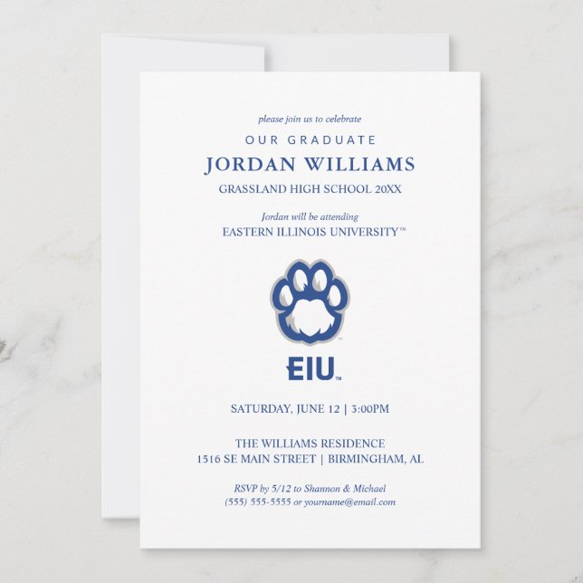 Eastern Illinois Panthers Paw Print & EIU Announcement (Front)