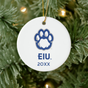 Eastern Illinois Panthers Paw Print & EIU Ceramic Tree Decoration