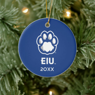Eastern Illinois Panthers Paw Print & EIU Ceramic Tree Decoration